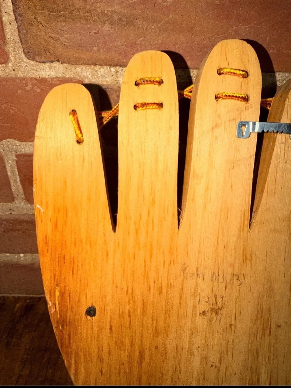 Wooden Baseball Glove Wall Shelf Hanging Hook Decorative Leather